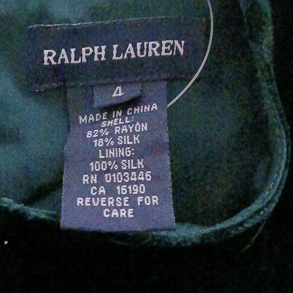 Ralph Lauren blue label emerald green soft velvet silk blend dress Sz 4 NWT - Picture 7 of 8